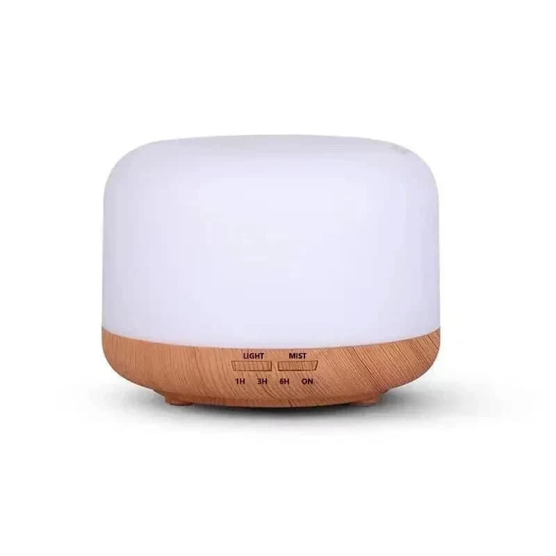 Mini umidificatore USB da 500 ml, diffusore di oli essenziali con effetto legno e luci notturne LED colorate