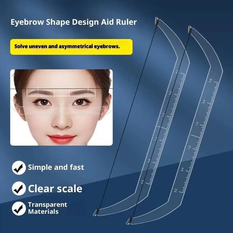 Righello per mappatura sopracciglia Microblading, strumento ausiliario per trucco permanente, per disegno a linee a forma di arco e freccia, con filo pre-inked per tatuaggi