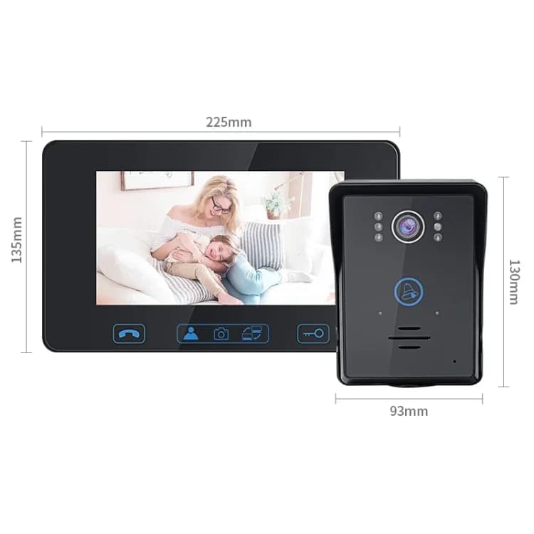 TS-WIFI708C Campanello videocitofono WiFi intelligente da 1,3 milioni di pixel con display da 7 pollici 16 suonerie polifoniche