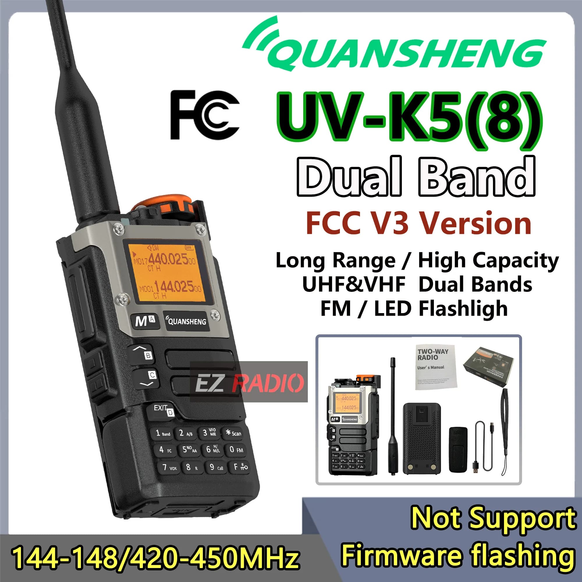 Ricetrasmettitore Quansheng UV K5 8 Walkie Talkie AM FM, Radio Bidirezionale UV K5(8) per Comunicazioni a Lungo Raggio, Ricetrasmettitore Wireless per Radioamatori