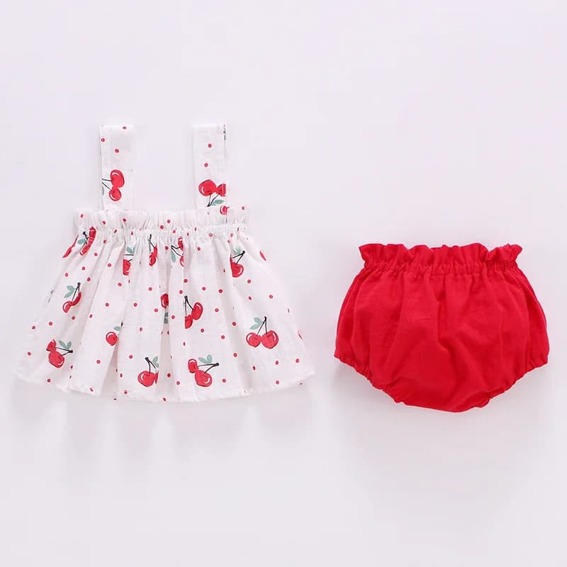 Abbigliamento estivo leggero per neonate Lawadka, set con mini abito stampato e pantaloncini in tessuto PP, set da 2 pezzi, outfit per neonati 2024