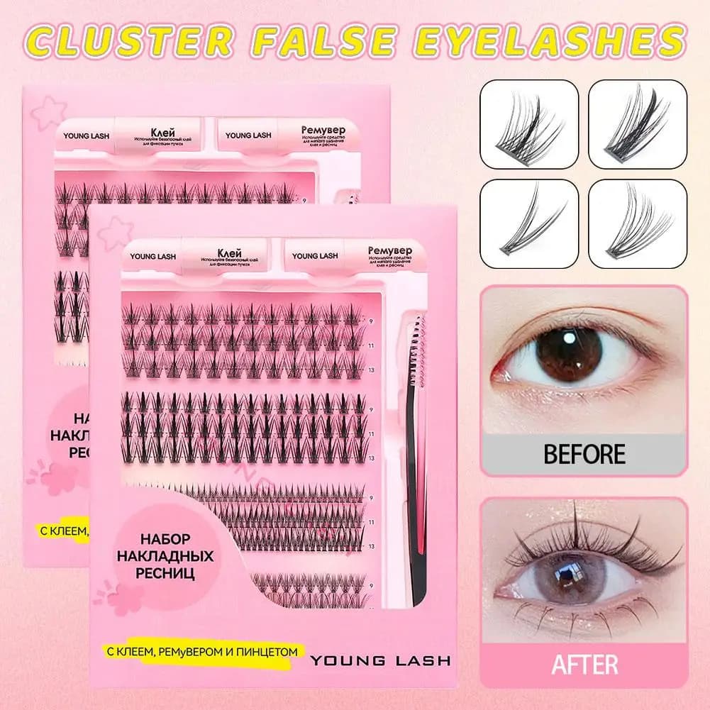 Fai-da-Te Kit for Extension Eyelashes Mixed Lengths Eyelashes Individual Lightweight and Vaporous Eyelashes Fake with Eyelashes