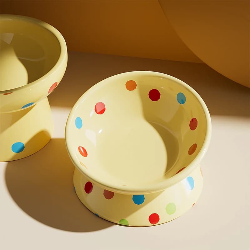 Ciotola in ceramica con design a bocca profonda e inclinata, previene le fuoriuscite, protegge la colonna cervicale, ciotola per animali domestici di grande diametro per cibo e acqua