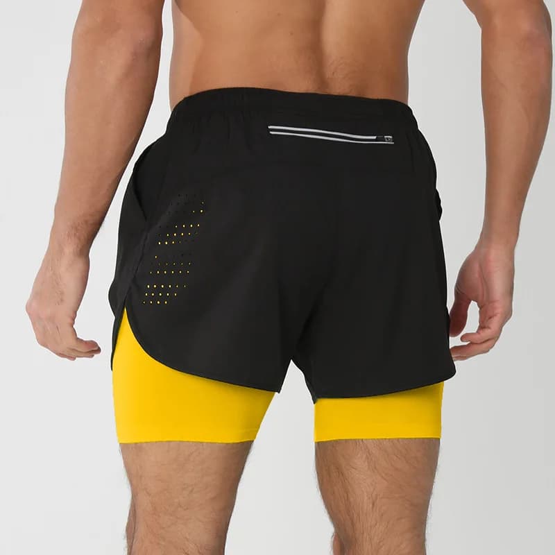 Men's running and track loose training shorts with quick-drying lining and anti-glare double-layer fitness shorts