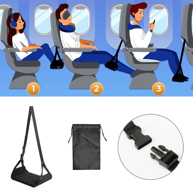2025 New Airplane Footrest With Adjustable Strap, Portable Hammock Leg Rest, Perfect Travel Accessories