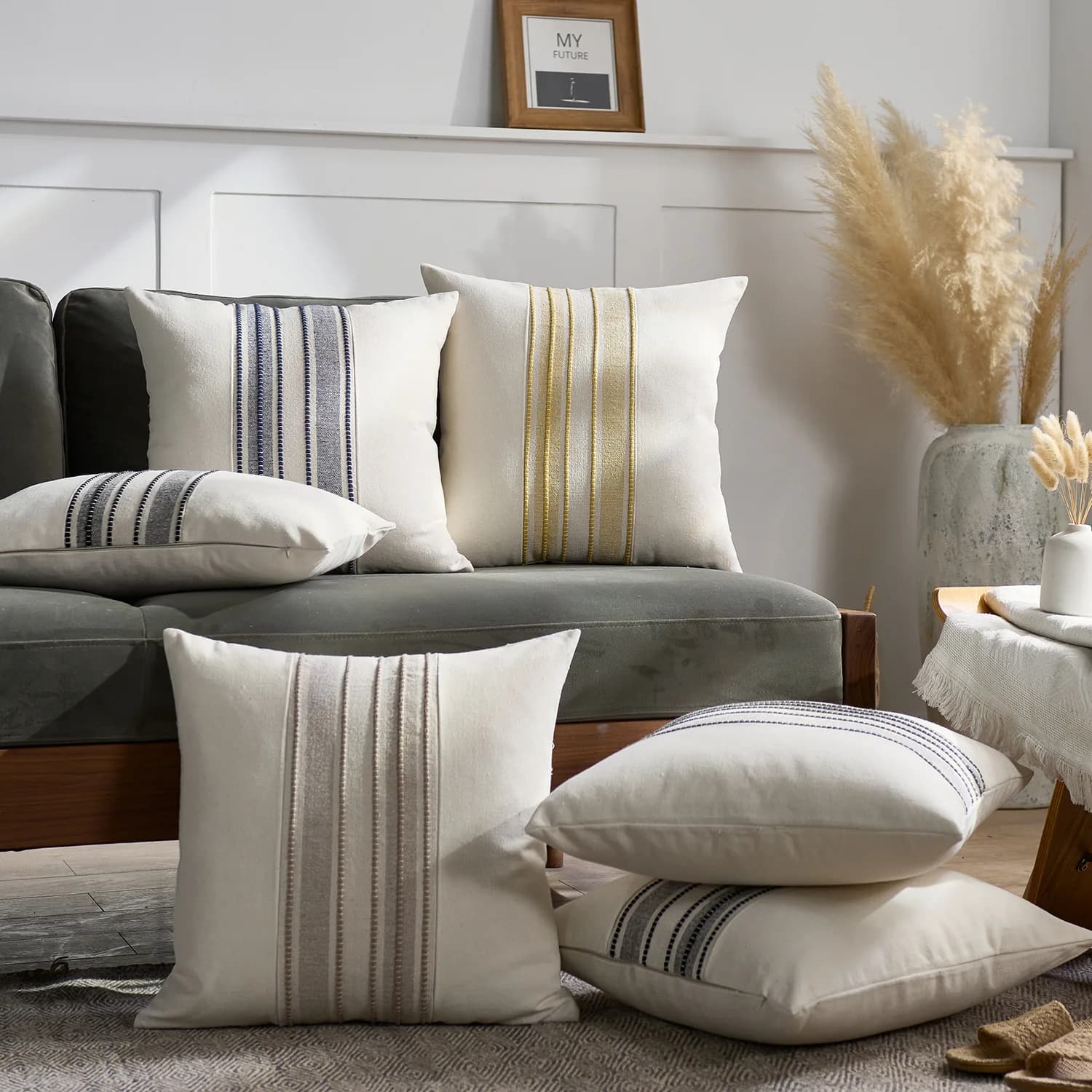 Nordic modern simple yarn-dyed splicing pillow cover light luxury home soft decoration hotel living room sofa pillow