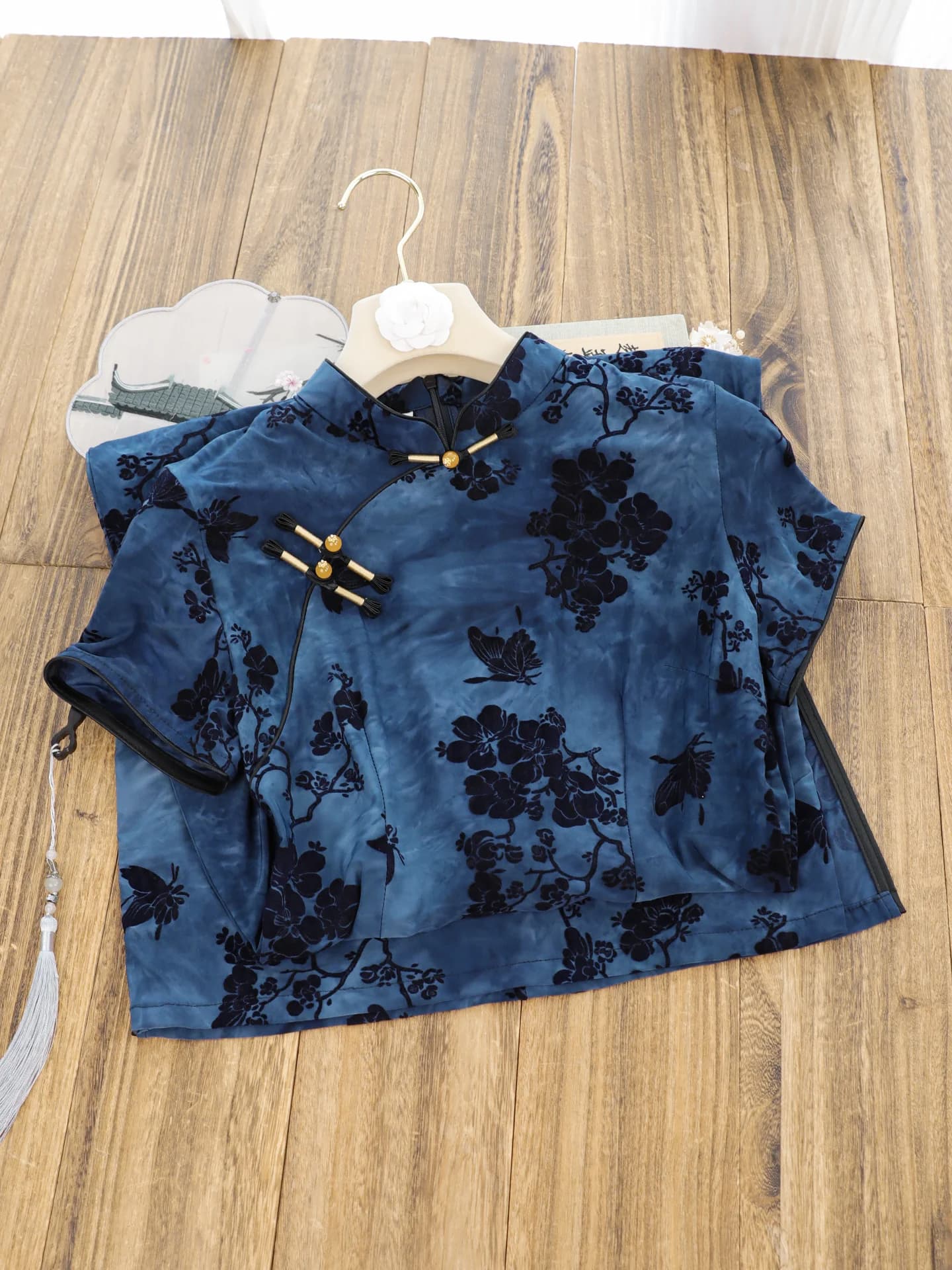 Blue Retro New Chinese Style Large Size Improved Women's Daily Wear Summer 2025 Shanghai Old School Long Qipao Dress