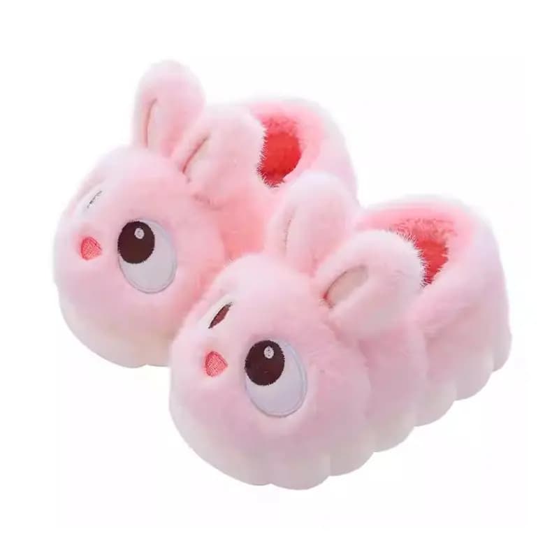 Pantofole da casa per bambini, con tallone chiuso, in peluche a forma di coniglio, antiscivolo, morbide e calde