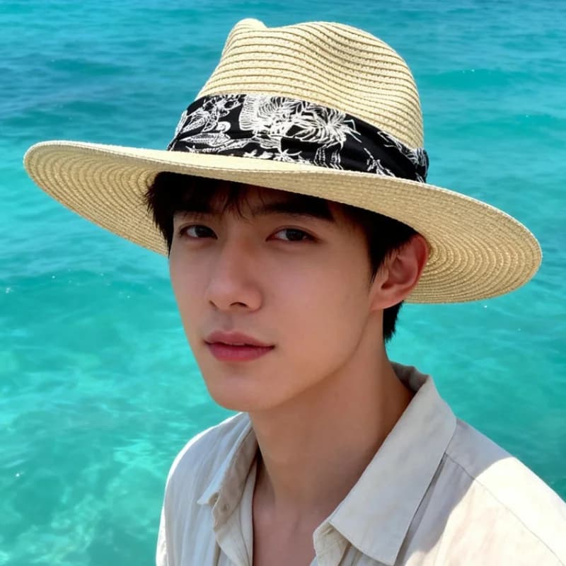 Cappello di Paglia Panama, Cappello Regalo, Cappello Estivo da Spiaggia con Protezione Solare per Uomo, Cappello di Paglia da Vacanza per Donna, Cappello da Sole per Uomo
