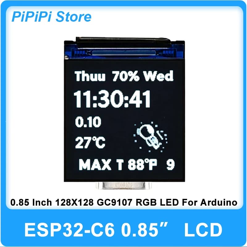 ESP32 C6 0.85 Inch 128X128 IPS Screen Development Board RISC V 2.4G WiFi Bluetooth 5 LE With SD Card Slot LVGL RGB LED Module