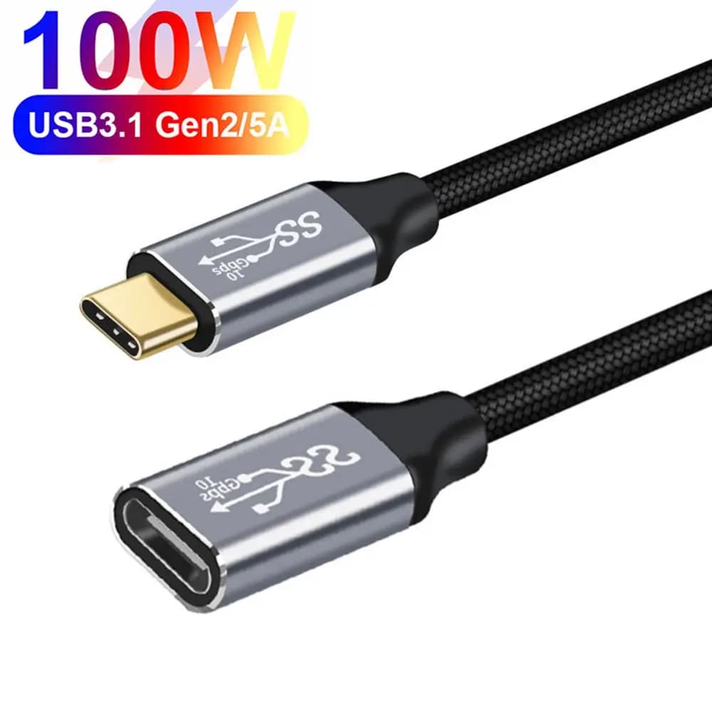 4K 60HZ Male to Female PD 100W Data Line Type C Cable USB 3.1 Gen 2 Fast Charging Extension Cable