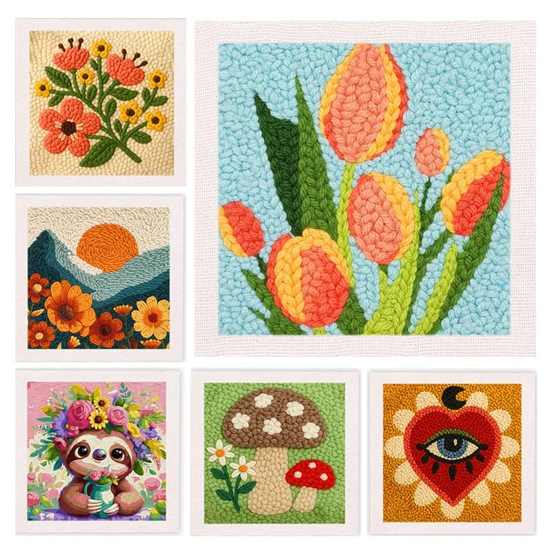 Punch Needle Embroidery Frame Starter Kit Flower Punch Needle Kit Craft Gift Sewing Magic Tufting Set For Room Decoration