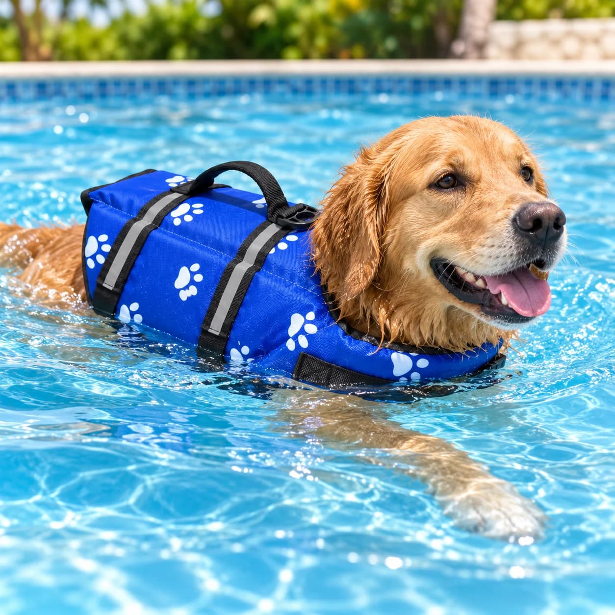 Dog Life Jacket Adjustable Buoyancy Swim Vest with Rescue Handle Reflective Straps for Small Medium Dogs Pool Boating Beach