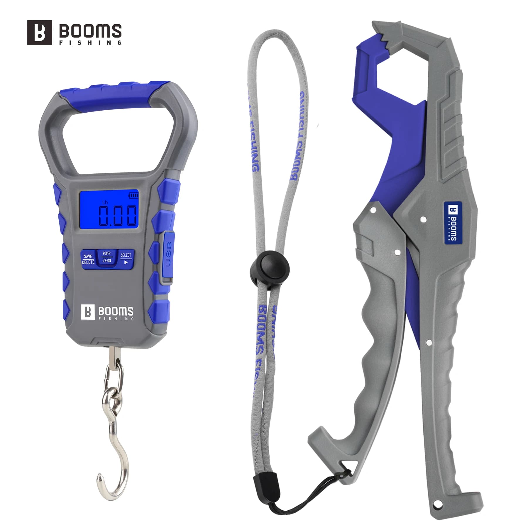 Booms Fishing 65LB/30KG LCD Ricaricabile Bilancia da Pesca Digitale Bilancia per Bagagli Portatile e 24 Centimetri Pesce Lip Gripper Set di Strumenti di Pesca