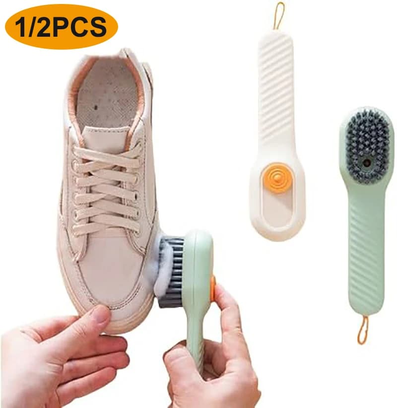 1/2PCS Spazzola per scarpe per pulizia multifunzione Spazzola per scarpe liquida automatica morbida Manico lungo Spazzola per sapone per vestiti con gancio Strumento pulito