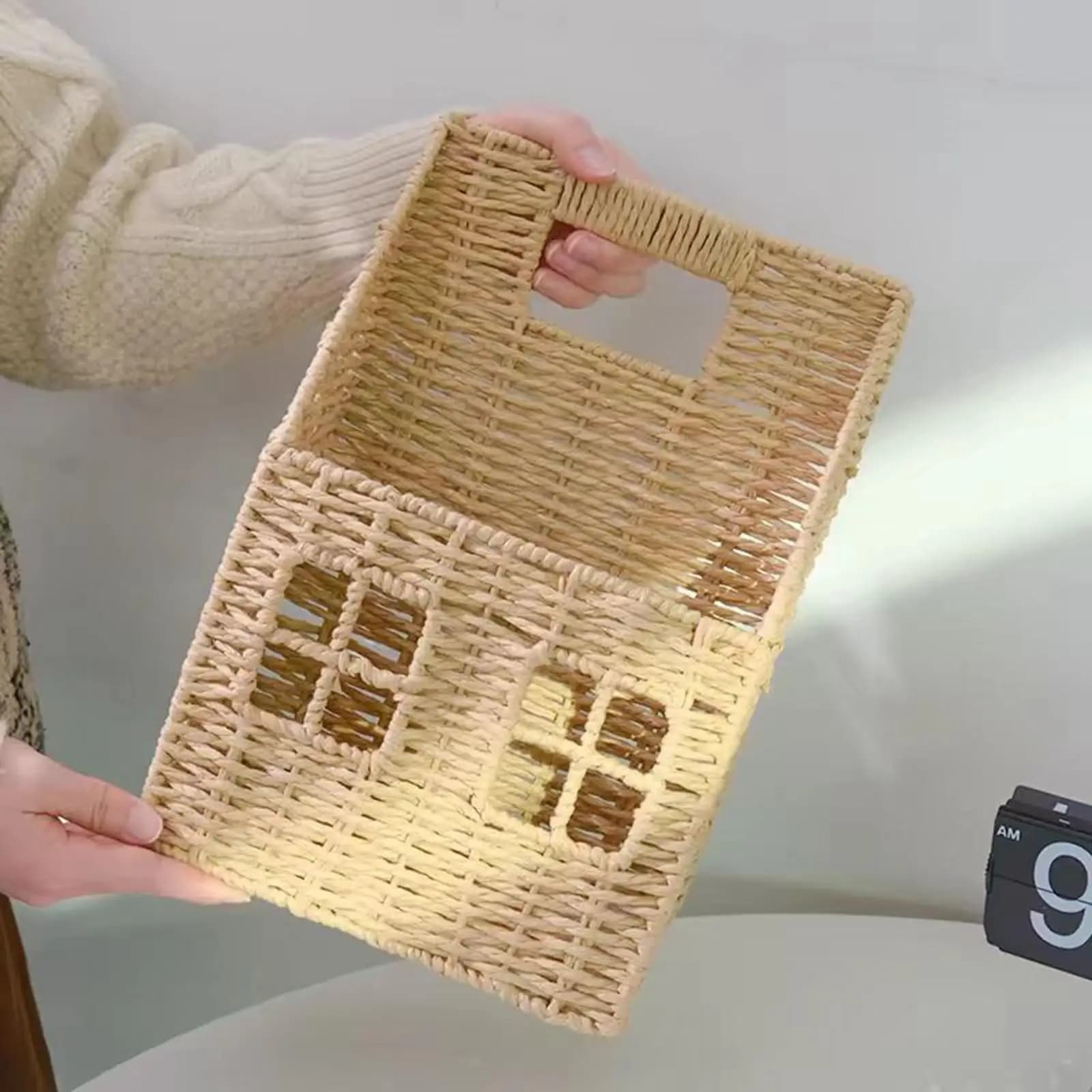 Hanging Storage Basket Farmhouse Office Bathroom RV Pantry Laundry Container