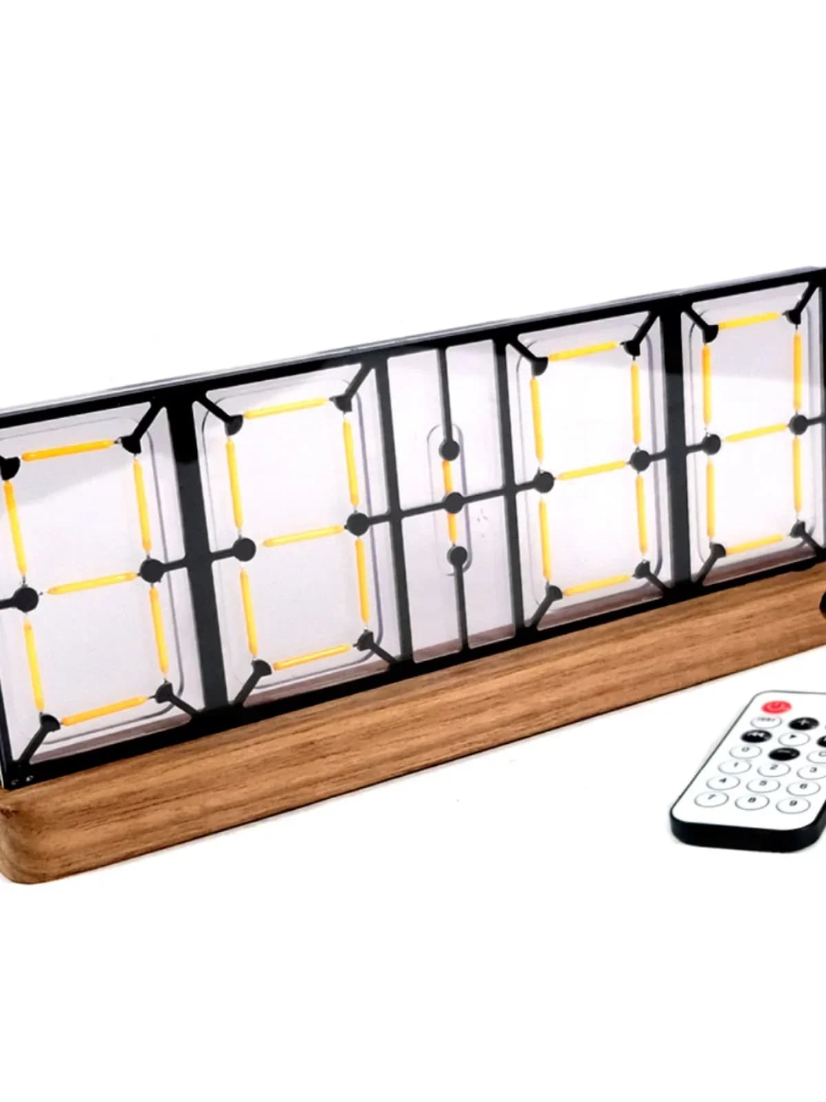 Orologio a filamento LED Semplice e moderno Moda Creativa Decorazione del soggiorno Ornamenti a parete Telecomando in legno massello