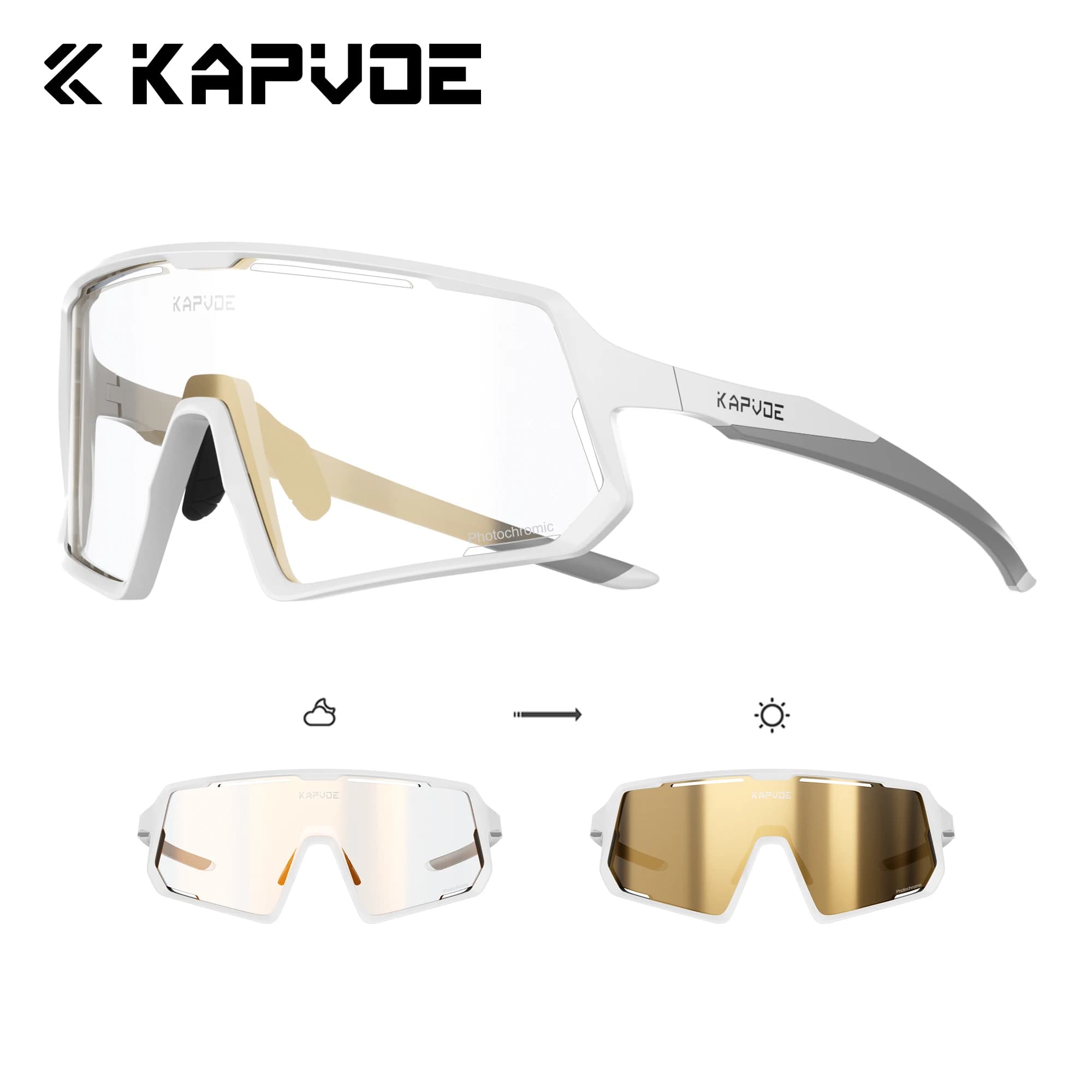 Kapvoe Occhiali da sole fotocromatici Occhiali da ciclismo Occhiali da donna polarizzati leggeri MTB Sport Guida Corsa Occhiali da trekking rossi