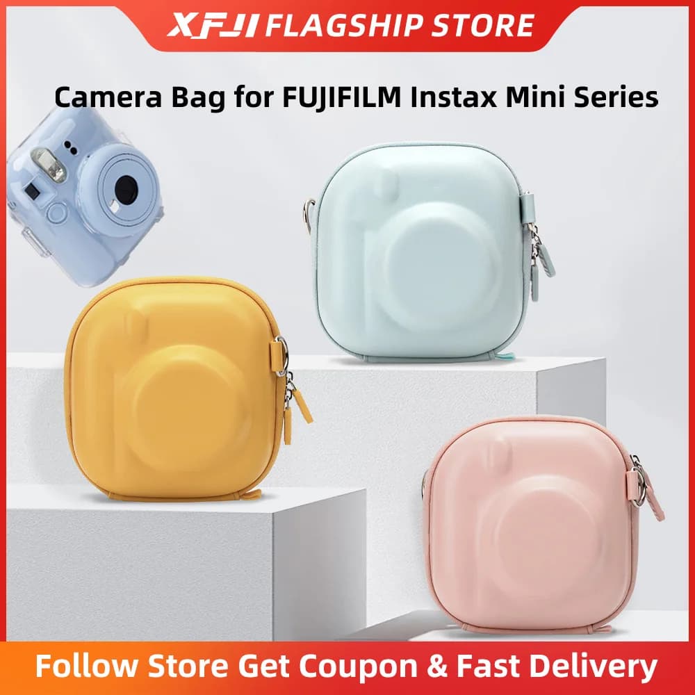 Borsa per Fotocamera XFJI per FUJIFILM Instax Mini 13 12, Custodia Organizer Rigida in PU, Borsa Portatile per Accessori Fotografici