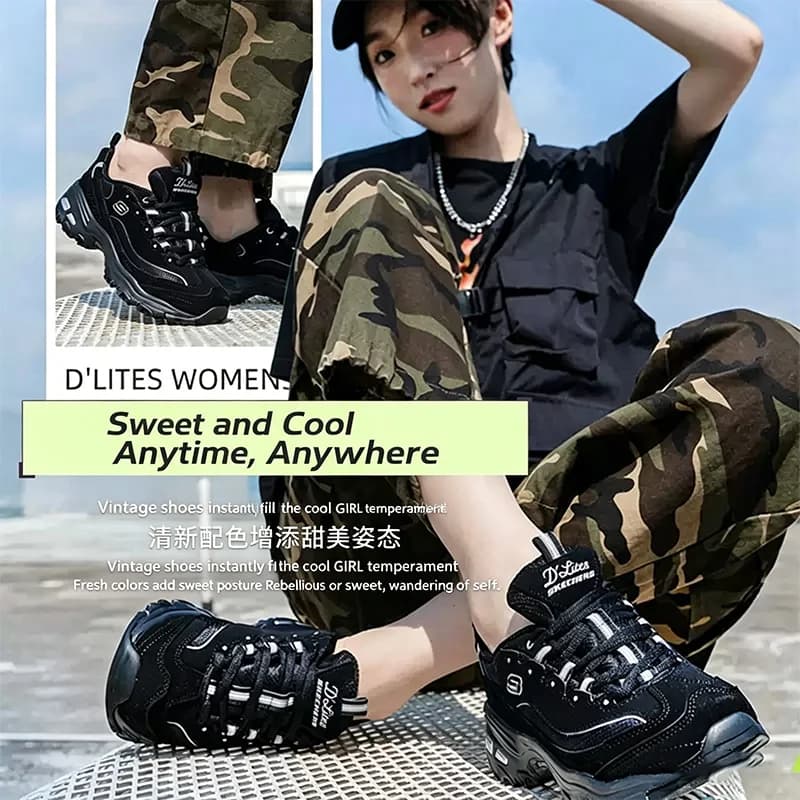 Scarpe casual da donna Skechers, nuovo stile primaverile, sneakers chunky dad, scarpe con plateau 66666179-BBK
