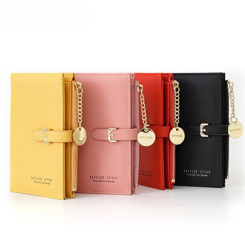 Portafoglio da donna pochette trendy semplice borsa corta con cerniera catena fibbia per cintura portafogli femminili porta carte Cartera Mujer