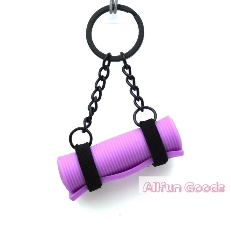 [TG835]Yoga Mat Mini Foam Roller Keyring Sports Style Silicone Foam Keychain Trinket Creative How To Yoga Keychain