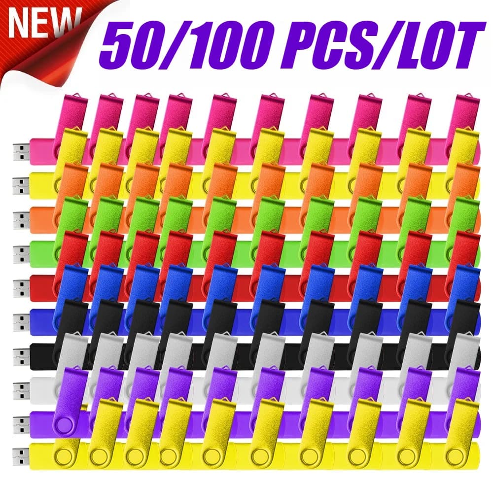 Chiavetta USB 2.0 all'ingrosso da 50/100 pezzi, 128GB, 64GB, 32GB, 16GB, 8GB, 4GB, impermeabile, con logo personalizzato gratuito, ideale come regalo