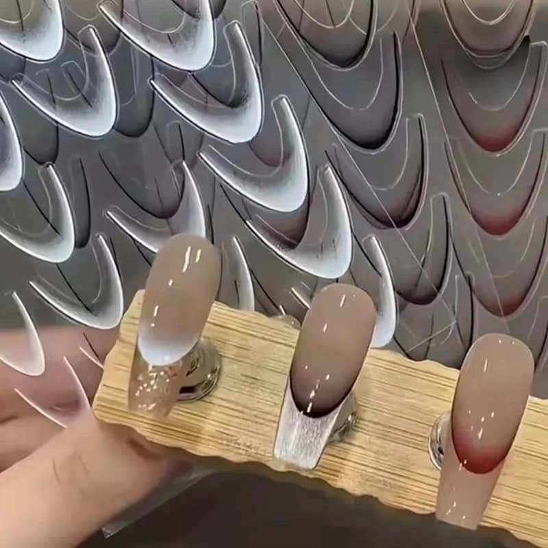 5D Embossed Nail Art Decals Gradient Color Line Design White Black Red French Tips Nails Stickers Decorations For Manicures
