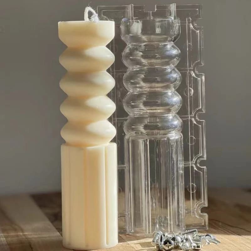 Geometric Stripe Cylinder Candle Mold Plastic Acrylic Spiral Column Pillar Mold Candle Molds Handmade Gift Home Decoration