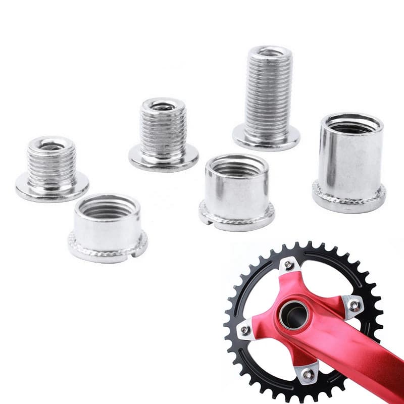 5PCS Steel Chain Ring Bolt Nut Bicycle Crankset Bolt Spacer Chain Ring Screw Down Hill Bike Accessories
