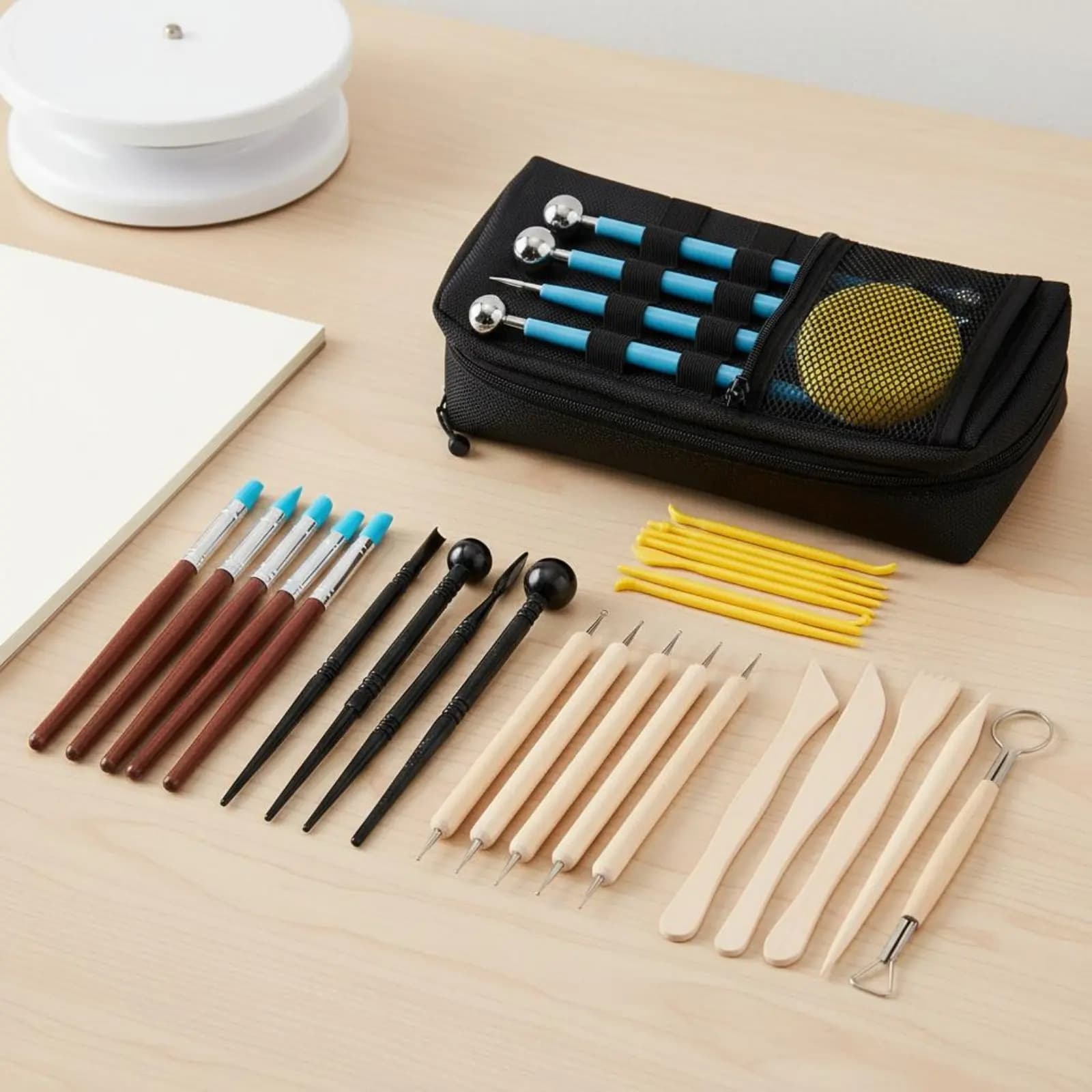 Kit di Modellazione in Argilla da 38 Pezzi, Materiali Durevoli, Set di Utensili per Argilla Sintetica, Kit di Strumenti per Scultura in Ceramica, Confortevole