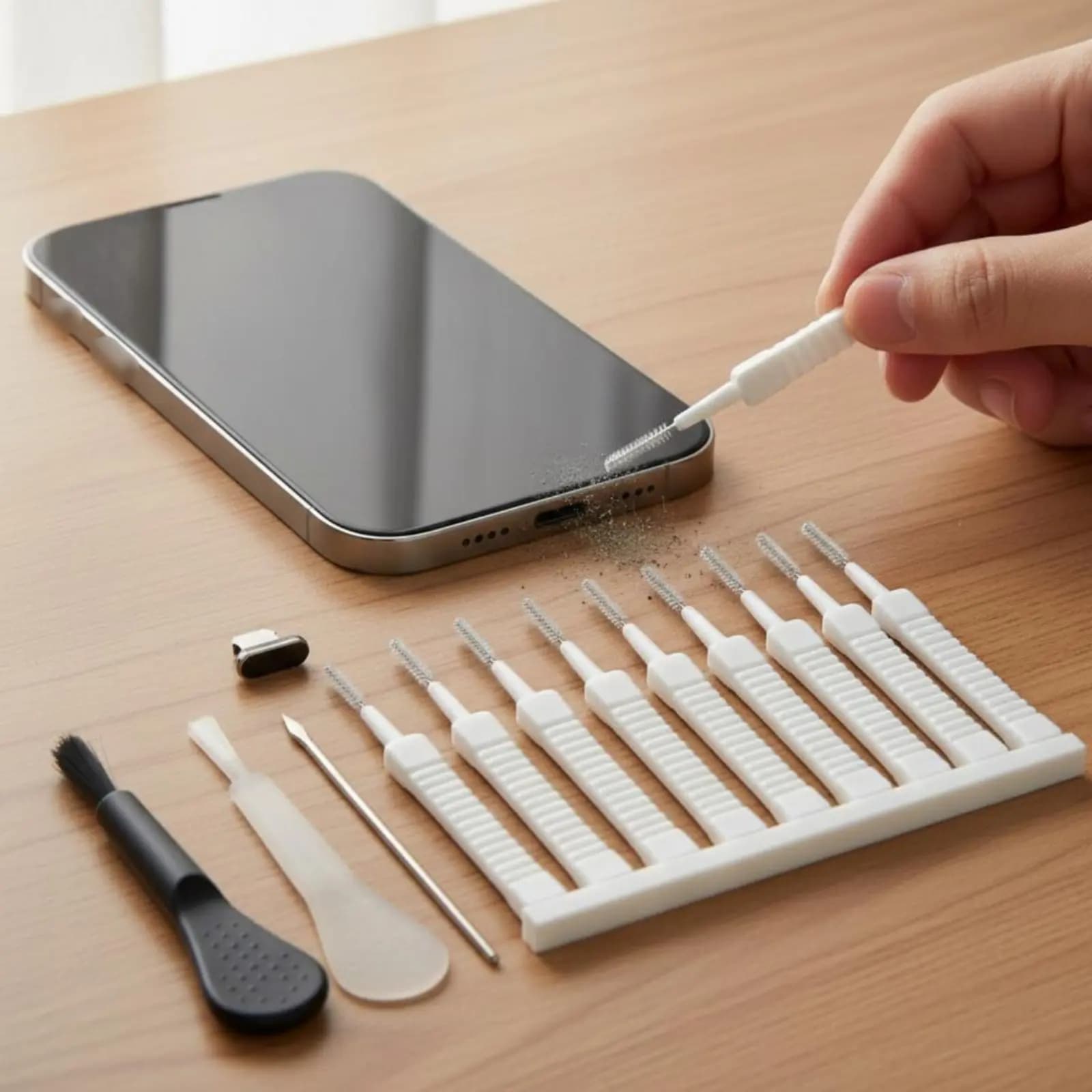 Kit di Pulizia per Porte USB-C da 12 Pezzi, Spazzole Ultra-Sottili, Spazzola per Pulizia Porte USB-C, Pulitore per Altoparlanti, Dispositivo Anti-Graffio per la Cura degli Elettronici