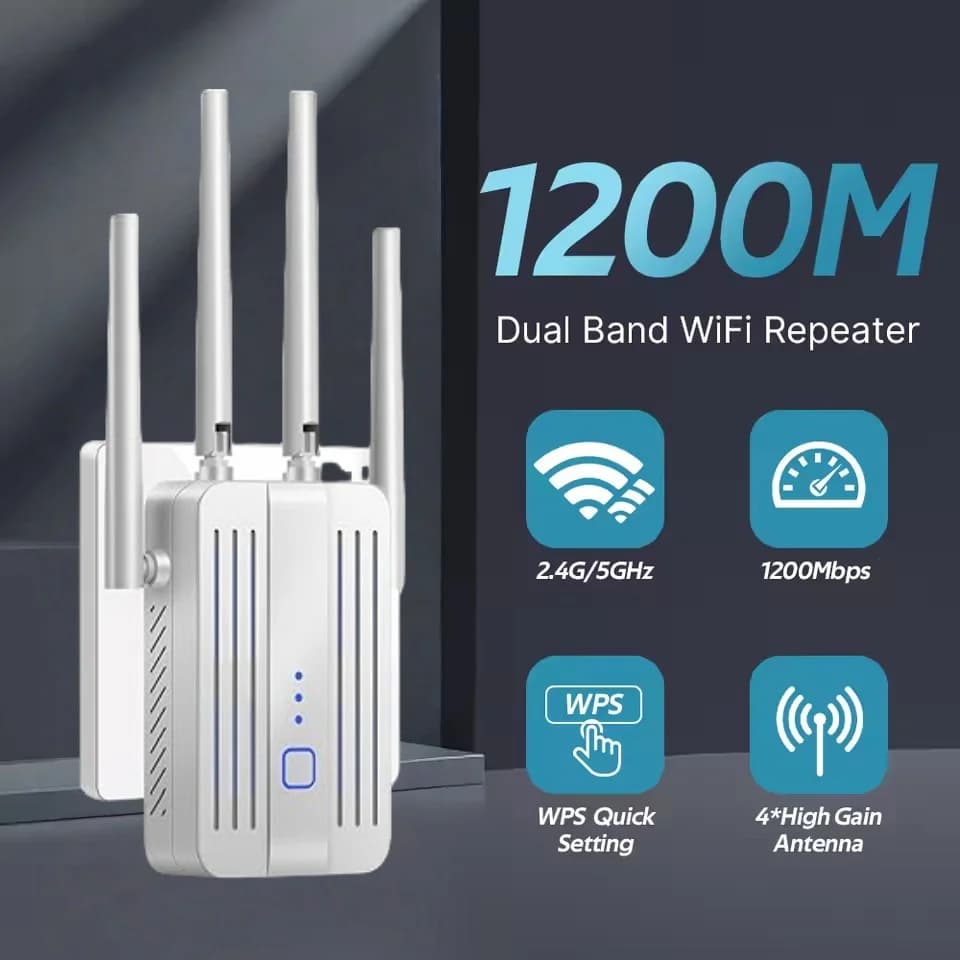 Ripetitore WiFi 1200Mbps Estensore di segnale dual band 2.4G 5GHz Amplificatore Wi-Fi Router Amplificatore di segnale a lungo raggio Bande ad alta velocità