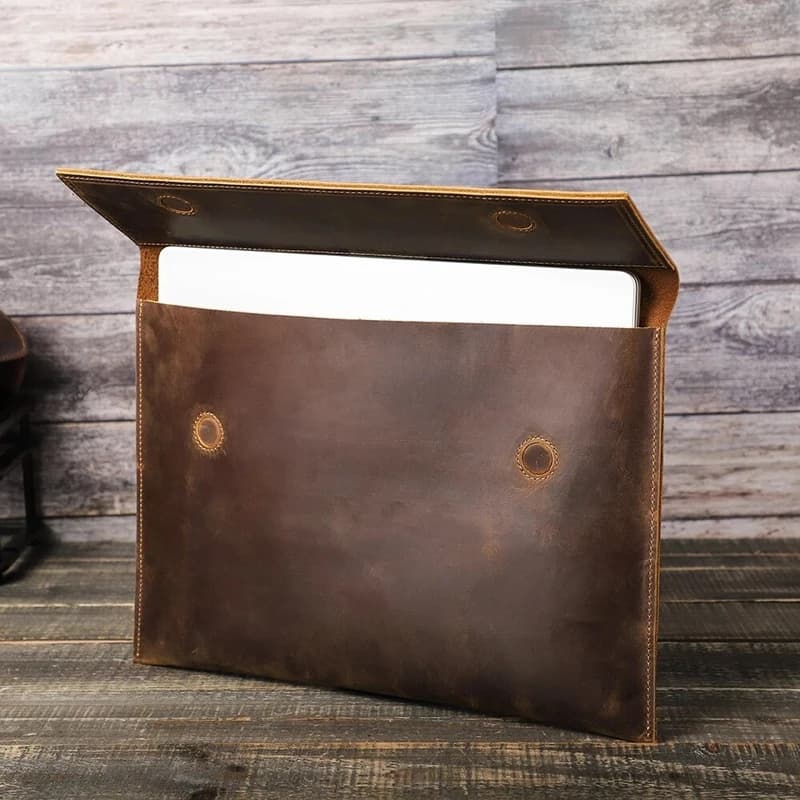 Borsa per laptop in vera pelle P+ per Apple Macbook Pro 13 14 M4 M3 Air 13