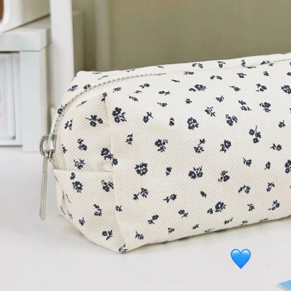 Borsa per penna con stampa floreale carina borsa per cancelleria in tela astuccio per matite di grande capacità organizzatore di cancelleria multifunzionale materiale scolastico