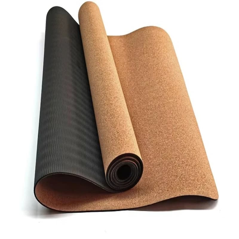 Durable 6mm Cork+TPE Non-Slip Rectangle Yoga Mat for Dance Sports Fitness Sweat-Resistant Universal 183cm