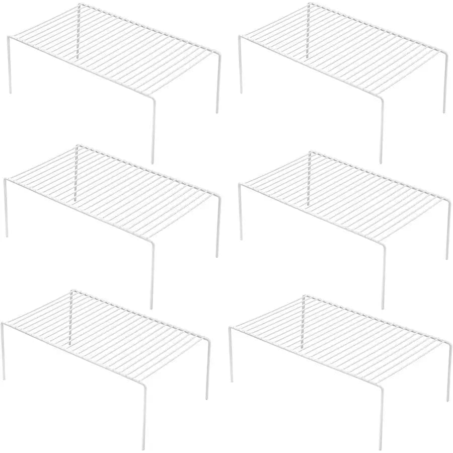 Set di 6 scaffali portaoggetti, medi, 13 x 9,4 pollici, in metallo antiruggine, organizer e contenitore per armadietti da cucina, scaffale porta spezie per credenza