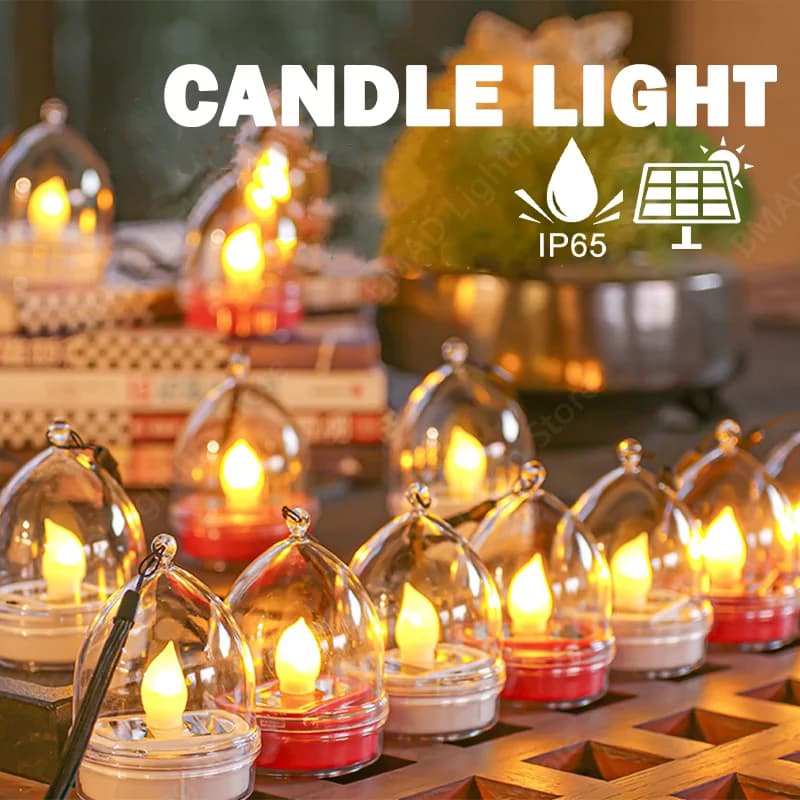 Lampada a candela solare LED per esterni impermeabile Natale/San Valentino Luci d'atmosfera Giardino Paesaggio Villa Balcone Decor