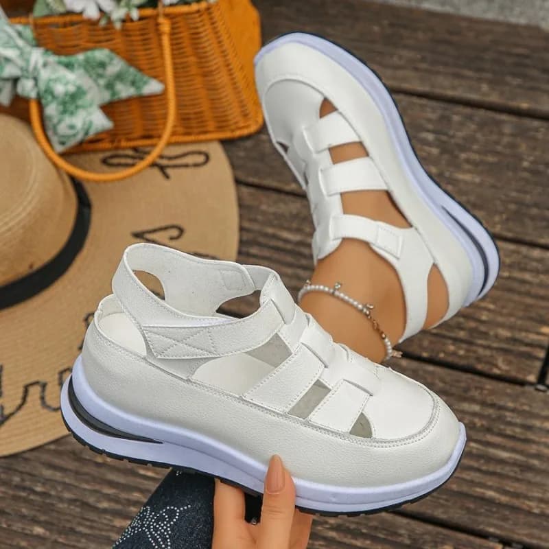 Sandali Sneaker con Plateau da Donna, Traforati con Cinturino in Velcro, Suola Spessa, per Passeggio, Casual, Outdoor, Sportivi, Moda Estiva