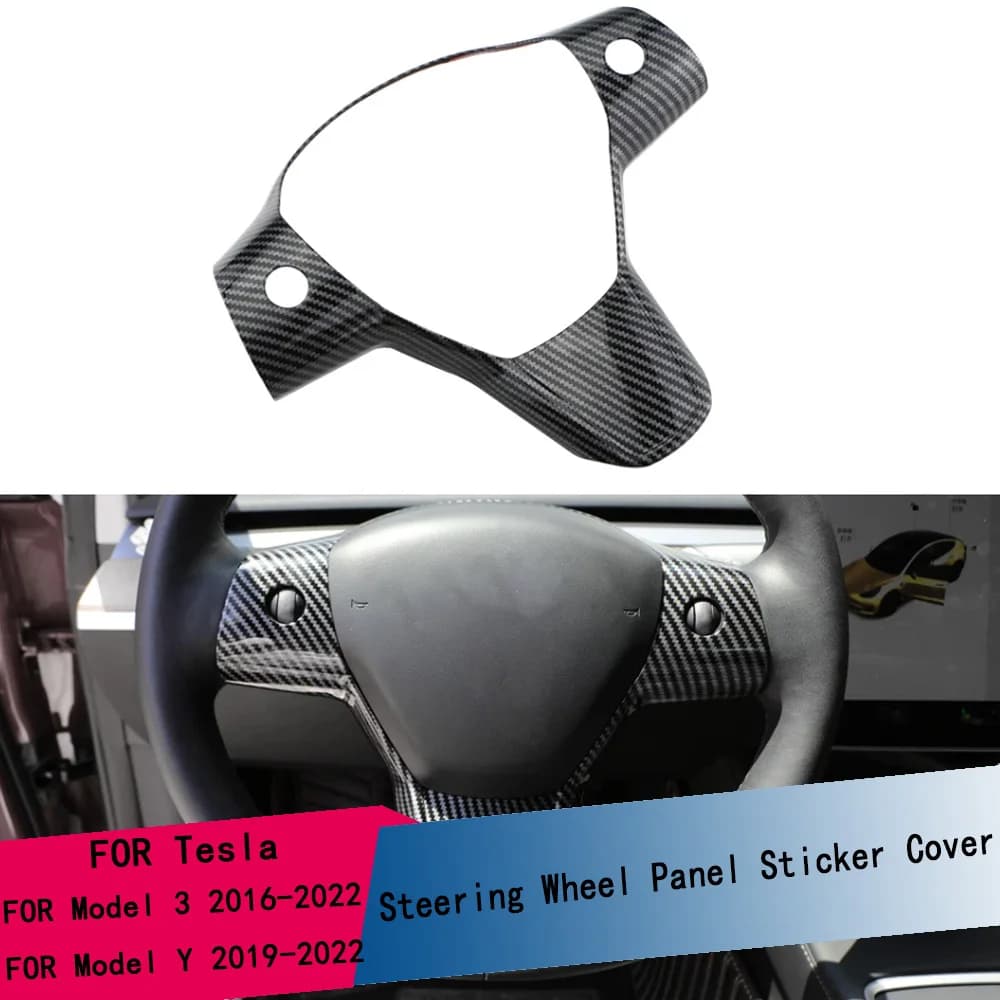 Copertura Adesiva per Pulsanti del Volante in ABS per Tesla Model 3 2016-2022 e Model Y 2019-2022, Accessori Interni Auto