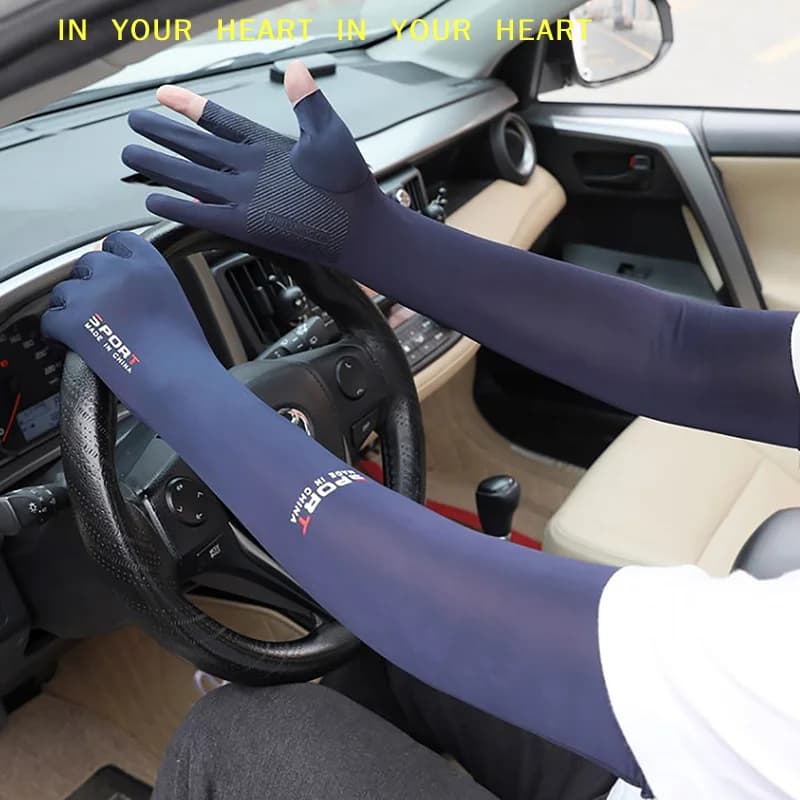 【X】Men's Fishing Sunscreen Arm Sleeves Summer Ice Silk Elastic UV Protection Sleeves Gloves Outdoor Cycling Sleeves