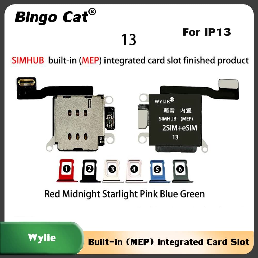 Cavo Flessibile Integrato Wylie con Slot per Scheda MEP per iPhone 13 Versione USA Dual SIM Fisica + eSIM 5G