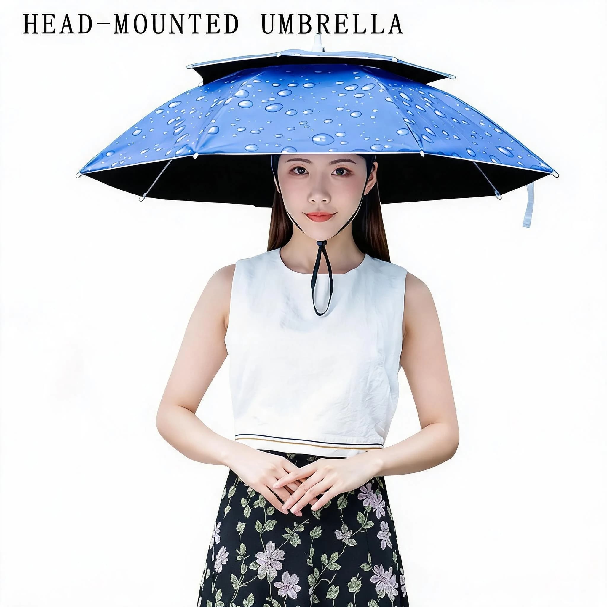 Cappello Ombrello Pieghevole a 8 Stecche, Protezione Solare Impermeabile, Cappello da Pesca, Copricapo da Spiaggia, Protezione UV a Doppio Strato