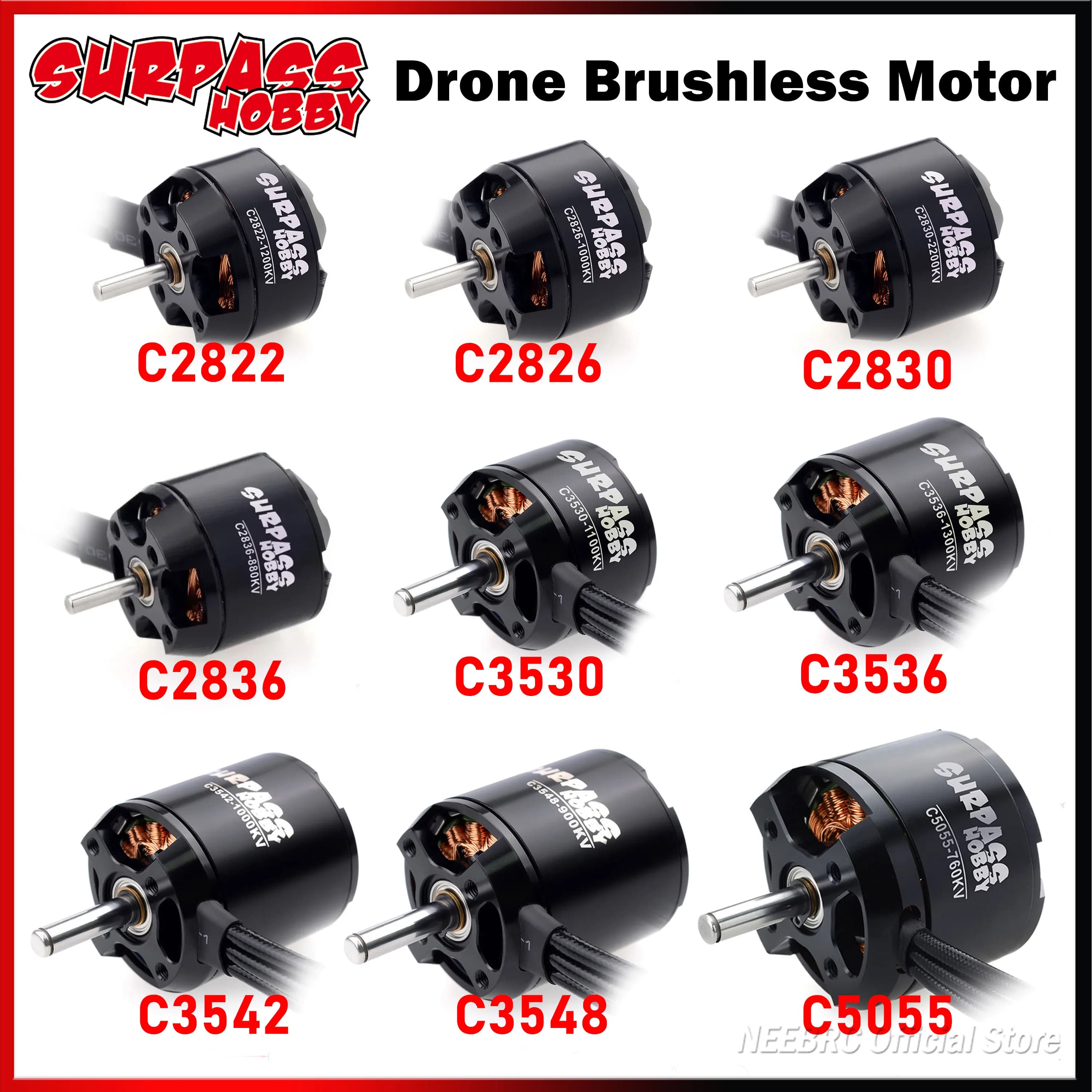 SURPASS HOBBY 2822 2826 2830 2836 3536 3536 3542 3548 5055 Brushless motor for RC FPV 3D Fixed Wing Quadcopter Drone Multicopter