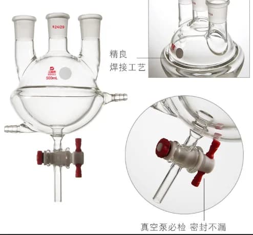 Glass Jacketed Round Bottom Flask Double Layer 250ml 500ml 1000ml Three Neck Four Neck Reaction Kettle