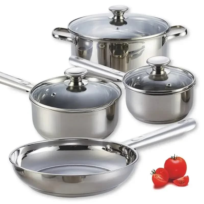Strumenti di cottura Set di 7 pezzi di pentole in acciaio inossidabile per uso alimentare Pentola per zuppa Set combinato di padelle per latte