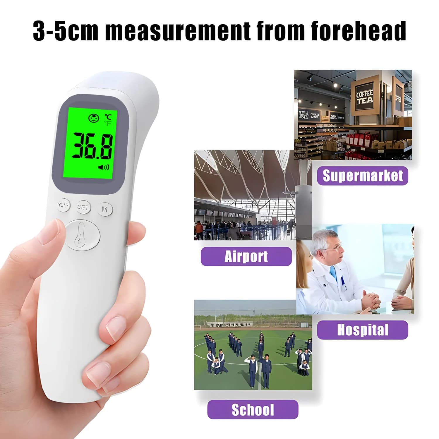 Termometro Frontale a Infrarossi Medicale, Digitale con Retroilluminazione, Senza Contatto, LCD per Uso Domestico, Misuratore di Temperatura per Neonati, Adulti e Bambini
