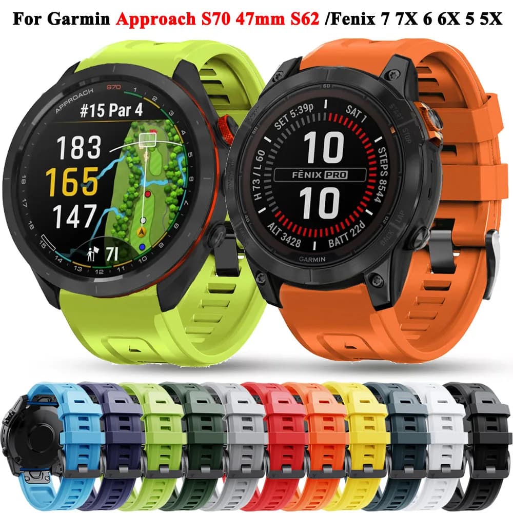 Cinturino Quickfit 26 22mm per Garmin Approach S70 47mm S62 Fenix 7X Pro 7 6X 5 5X 8 47 51mm Epix 2 Band Bracciale in silicone