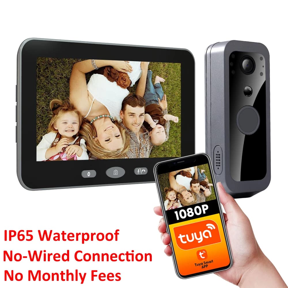 Tuya Smart Wireless Campanello Telecamera Esterna WiFi Audio Video Citofono Sistema di Citofono 1080P 5 ''Schermo del Monitor Nessun Commissioni Mensili