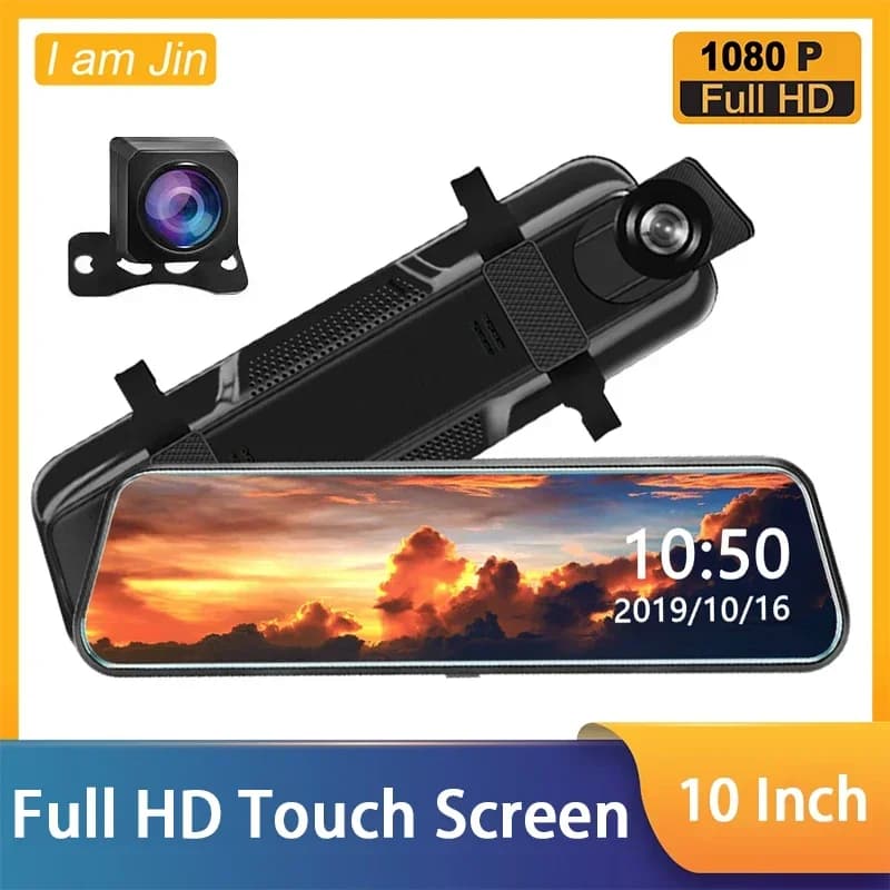10 ''Touch Screen Car Stream Media Dashcam DVR 1080P Double Lenten IPS Mirror Dash Camera Video Recorder for Night Vision